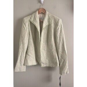 NWT Garfield & Marks Vintage Women's Size 12 Green Tweed Blazer  Fringed Trim